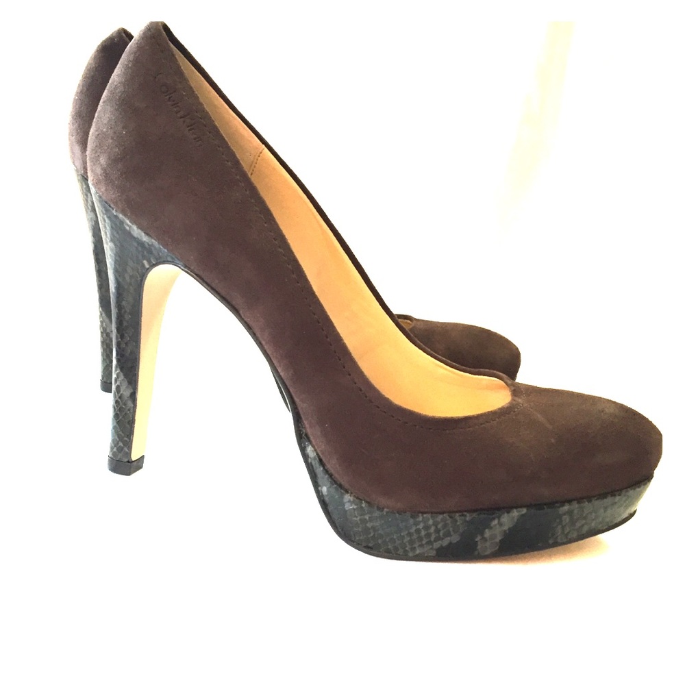 Calvin Klein Brown Suede Pump Worn Once Indoors!!